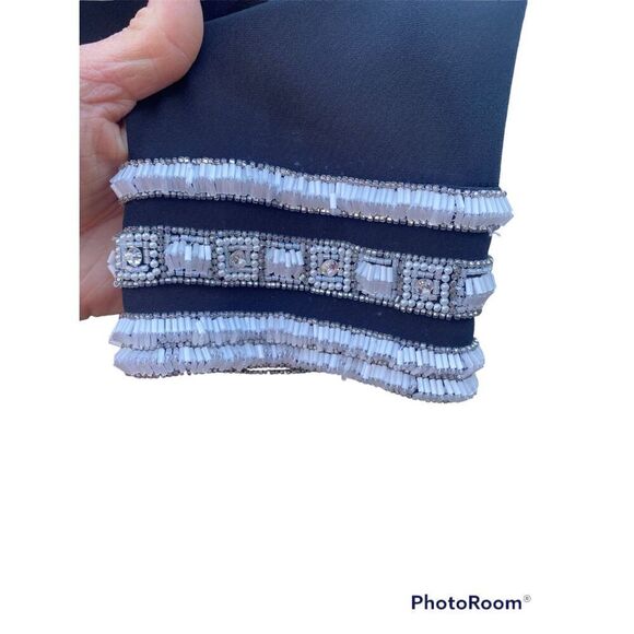 Bob Mackie Crepe Evening Tunic Beaded Cuffs Ties In Back Sz 8 Party Holidays Vin - Picture 8 of 9